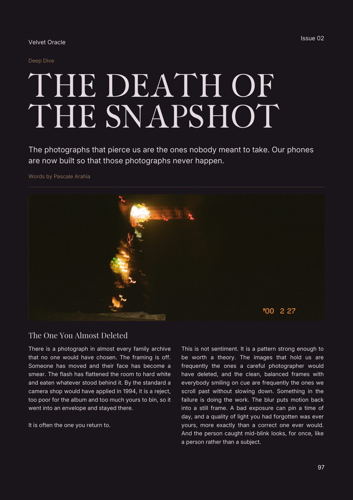 Header image for death of the snapshot