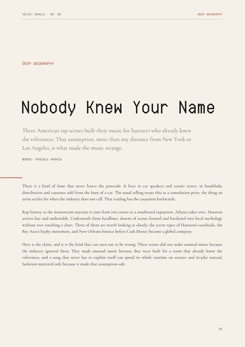 Header image for nobody knew your name