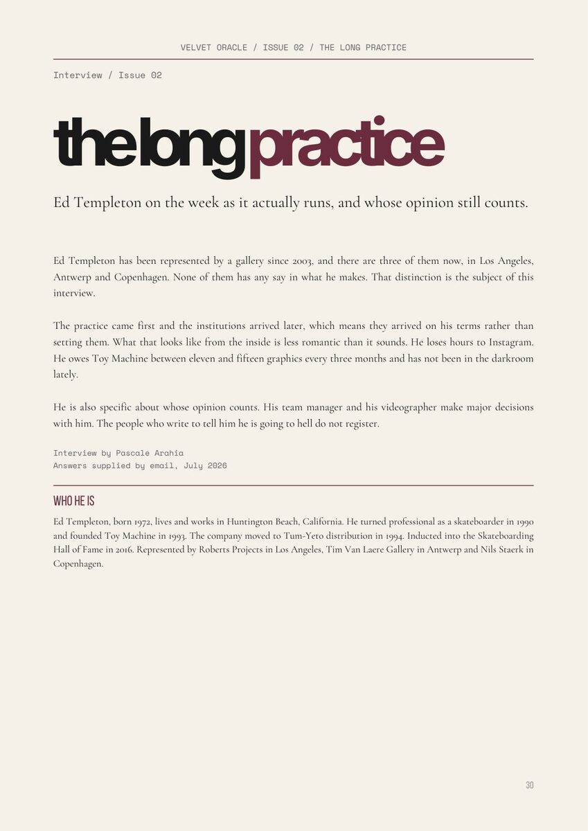 The Long Practice opening page, Velvet Oracle Issue 02