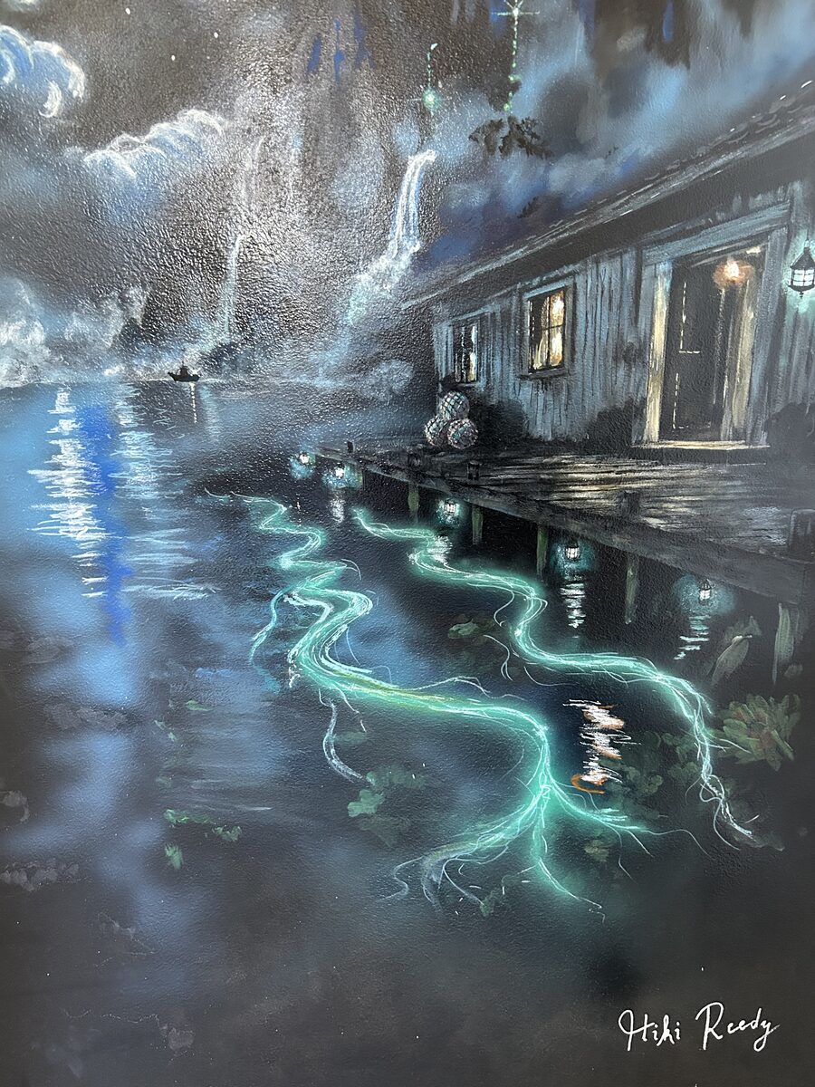 Dock and glowing water — Artwork by Hiki Reedy